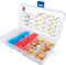 TRU COMPONENTS T1809C018 Assortiment platte stekkers (male) Rood, Blauw, Transparant, Messing 320 onderdelen
