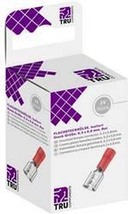 TRU COMPONENTS T1904C038 Assortiment hulzen voor platte stekkers Insteekbreedte: 6.30 mm Insteekdikte: 0.80 mm 180 ° De