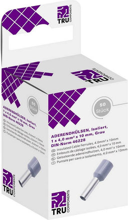 TRU COMPONENTS T1904C056 Adereindhulzen 4 mm² Deels geïsoleerd Grijs 50 stuk(s)