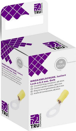 TRU COMPONENTS T1904C063 Ringkabelschoen Dwarsdoorsnede (max.): 6 mm² Gat diameter: 8.40 mm Deels geïsoleerd Geel 10 st