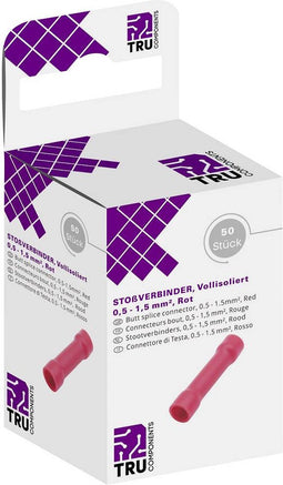 TRU COMPONENTS T1904C066 Parallelverbinder 0.50 mm² 1.50 mm² Volledig geïsoleerd Rood 50 stuk(s)