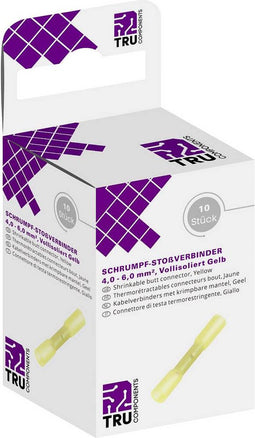 TRU COMPONENTS T1904C070 Stootverbinder Met krimpkous 4 mm² 6 mm² Volledig geïsoleerd Geel 10 stuk(s)