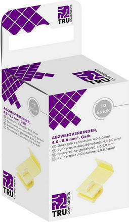 TRU COMPONENTS T1904C105 Aftakconnector Flexibel: 4-6 mm² Massief: 4-6 mm² Aantal polen: 2 10 stuk(s) Geel