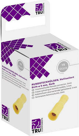 TRU COMPONENTS T1904C120 Kabelschoen, female (rond) 4 mm² 6 mm² Volledig geïsoleerd Geel 15 stuk(s)