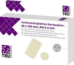 TRU COMPONENTS T1906SA036 Printplaat Hardpapier (l x b) 100 mm x 60 mm 35 µm Rastermaat 5 mm Inhoud 4 stuk(s)