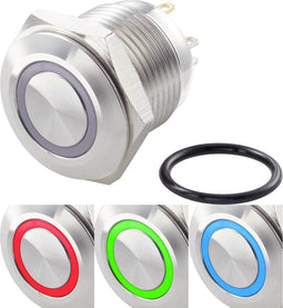 TRU COMPONENTS TC-7494612 TC-GQ16F-10E/41RGB/ Vandalismebestendige drukschakelaar 48 V/DC 2 A 1x uit/(aan) Moment Rood,