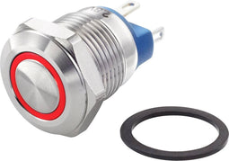 TRU COMPONENTS TC-7494652 TC-GQ12-AF-10E/J/R/12V/S Vandalismebestendige drukschakelaar 48 V/DC 2 A 1x uit/(aan) Moment