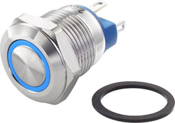 TRU COMPONENTS TC-7494660 TC-GQ12-AF-10E/J/B/12V/S Vandalismebestendige drukschakelaar 48 V/DC 2 A 1x uit/(aan) Moment