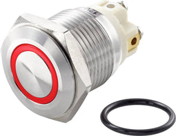 TRU COMPONENTS TC-7494688 TC-GQ16F-10E/L/R/12V/S Vandalismebestendige drukschakelaar 48 V/DC 2 A 1x uit/(aan) Moment Ro