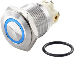 TRU COMPONENTS TC-7494696 TC-GQ16F-10E/L/B/12V/S Vandalismebestendige drukschakelaar 48 V/DC 2 A 1x uit/(aan) Moment Bl