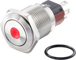 TRU COMPONENTS TC-7494760 TC-GQ16-KF-11D/J/R/12V/S Vandalismebestendige drukschakelaar 48 V/DC 2 A 1x uit/(aan) Moment