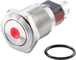 TRU COMPONENTS TC-7494780 TC-GQ16-KF-11ZD/J/R/12V/S Vandalismebestendige drukschakelaar 48 V/DC 2 A 1x uit/aan Continu