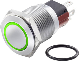 TRU COMPONENTS TC-7494804 TC-GQ16-KF-11E/J/G/12V/C Vandalismebestendige drukschakelaar 48 V/DC 2 A 1x uit/(aan) Moment