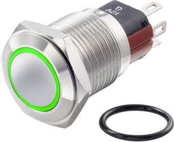 TRU COMPONENTS TC-7494836 TC-GQ16-KF-11E/J/G/12V/S Vandalismebestendige drukschakelaar 48 V/DC 2 A 1x uit/(aan) Moment