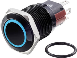 TRU COMPONENTS TC-7494896 TC-GQ16-KF-11ZE/J/B/12V/A Vandalismebestendige drukschakelaar 48 V/DC 2 A 1x uit/aan Continu