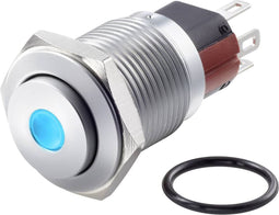 TRU COMPONENTS TC-7494936 TC-GQ16-KH-11D/J/B/12V/C Vandalismebestendige drukschakelaar 48 V/DC 2 A 1x uit/(aan) Moment