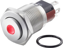 TRU COMPONENTS TC-7494980 TC-GQ16-KH-11ZD/J/R/12V/S Vandalismebestendige drukschakelaar 48 V/DC 2 A 1x uit/aan Continu