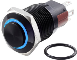 TRU COMPONENTS TC-7495100 TC-GQ16-KH-11ZE/J/B/12V/A Vandalismebestendige drukschakelaar 48 V/DC 2 A 1x uit/aan Continu
