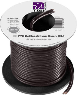 TRU COMPONENTS TC-7572816 Draad 2 x 0.75 mm² Bruin 20 m