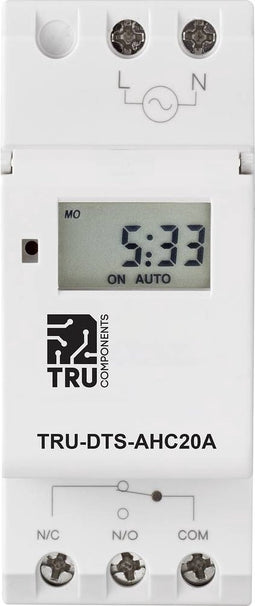 TRU COMPONENTS TC-8576104 Schakelklok voor DIN-rails TRU-DTS-AHC20A 230 V/AC Weekprogramma