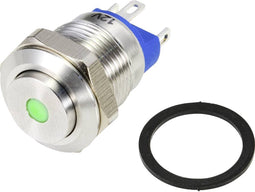 TRU COMPONENTS TC-9219000 Druktoets 48 V/AC 2 A 1x uit/(aan) Moment Groen IP67 1 stuk(s)