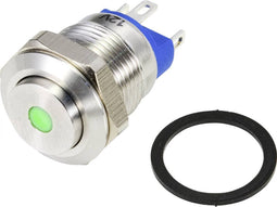 TRU COMPONENTS TC-9219004 Druktoets 48 V/AC 2 A 1x uit/(aan) Moment Groen IP67 1 stuk(s)