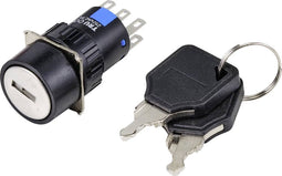 TRU COMPONENTS TC-9219060 Sleutelschakelaar 250 V/AC 3 A 2x aan/uit/aan Continu/0/continu (Ø) 18 mm IP65 1 stuk(s)