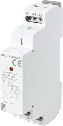 TRU COMPONENTS TC-GR8-208/230 Hulpschakelaar 2x wisselcontact 24 V/AC, 24 V/DC, 230 V/AC 8 A 1 stuk(s)