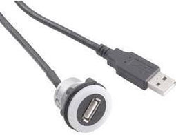 TRU COMPONENTS USB-05-BK USB-inbouwbus 2.0 Bus, inbouw, Stekker USB-bus type A verlicht naar USB-steker type A met 60 c