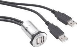 TRU COMPONENTS USB-06 Dubbele USB-inbouwbus 2.0 Bus, inbouw 2x USB-bus type A naar 2x USB-stekker type A met 60 cm kabe