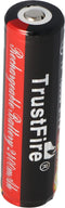 Trustfire 18650 2400 mAh 3,7 V beveiligd, let op afmetingen 68,5 x 18,3 mm