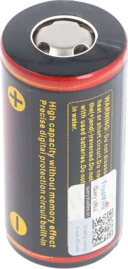Trustfire 32650 6000 mAh 3,7 V beschermde Li-ionbatterij met afmetingen 69,6 x 32,85 mm