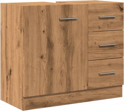vidaXL - Wastafelkast - 63x30x54 - cm - bewerkt - hout - artisanaal - eikenkleur