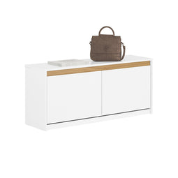 SoBuy Schoenenkast - Zitbank - 2 Klapladen - Wit - 104x30x47 cm