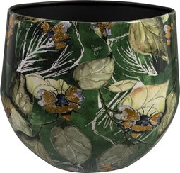 TS Collection - Bloempot Bee green - 24x21 - Metaal & Epoxy - Exclusieve woonitems voor binnen - Handgemaakt - Unieke print - Designed by Lammie