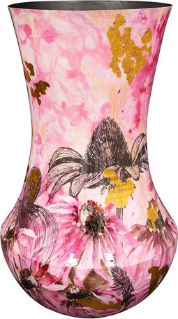 TS Collection - Vaas Polly pink - 35x60 - Metaal & Epoxy - Exclusieve woonitems voor binnen - Handgemaakt - Unieke print - Designed by Lammie