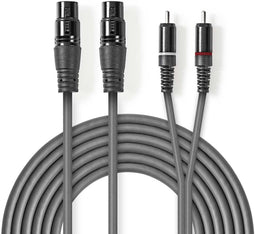 Nedis COTH15230GY15 - XLR-naar-RCA audiokabel - 150 cm - Grijs