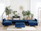 ABERDEEN - Bank U-vormig met hocker - Blauw - 5 persoons - Fluweel