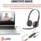 Poly Blackwire 3225 - Stereo headset - USB-A/USB-C - Zwart