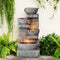 Teamson Home - Tuin Waterfontein - 4-Laags Cascadeontwerp met LED-lampen - Grijs
