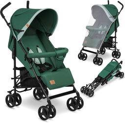 Lionelo Elia - Buggy - Lichte 7kg Duurzame Kinderwagen 5-Punts Gordel Verstelbare Rugleuning Muskietennet Groen