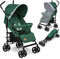Lionelo Elia - Buggy - Lichte 7kg Duurzame Kinderwagen 5-Punts Gordel Verstelbare Rugleuning Muskietennet Groen