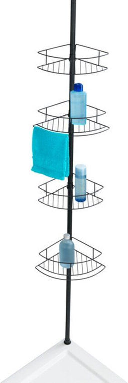 WENKO Telescopisch Doucherek Dolcedo 4-laags RVS zwart - Uitschuifbaar van 65 tot 275cm - Douchemand