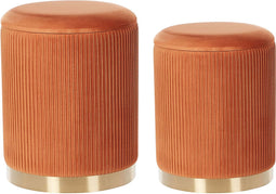 MIRAMAR - Poef set van 2 - Oranje - Fluweel