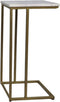 Bijzettafel Read - 32x32x65 cm - Wit/goud - Wit marmer/ijzer