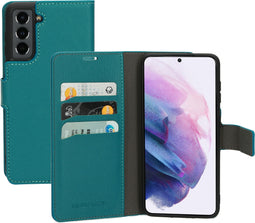 Mobiparts Galaxy S21 - Wallet Case - Saffiano motief - Turquoise