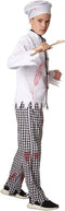Dressforfun Griezelige kok 140 - Kostuum Halloween - Koksjas met schort en muts - Zwart-wit