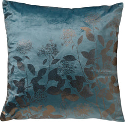 Dutch Decor ROSALIE - Sierkussen velvet 45x45 cm - bloemen en blaadjes - Sagebrush Green - groen - Inclusief binnenkussen