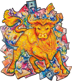 UNIDRAGON Houten Puzzel Voor Volwassenen Dier - Welvarende Stier - 298 stukjes - King Size 31x35 cm