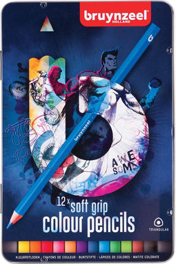 Kleurpotloden Bruynzeel Teens Soft 12stuks blauw blik assorti - 12 stuks
